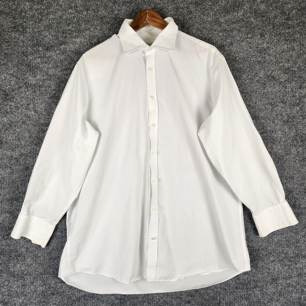 Hawes & Curtis Dress Shirt Mens White Classic Fit Cotton Size 17.5 34